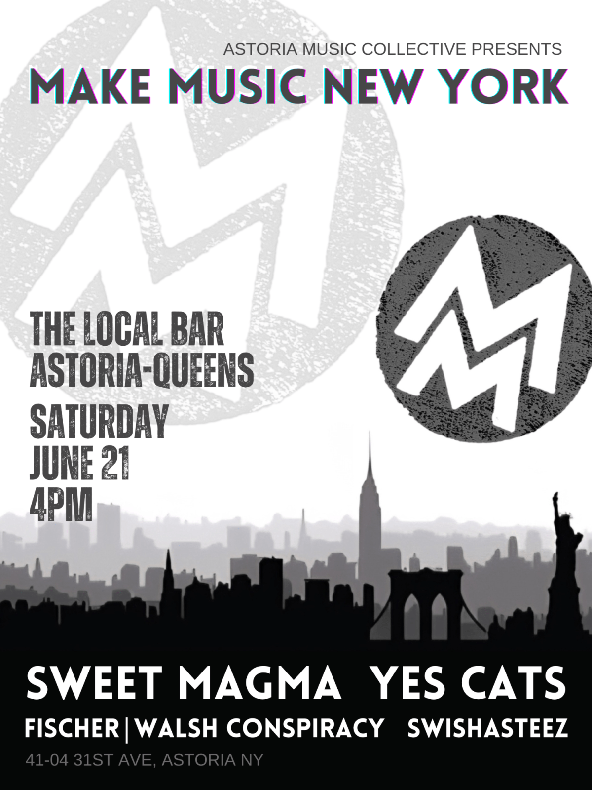 Yes Cats live at Make Music New York Saturday afternoon 6/21 at 5:30&nbsp;pm